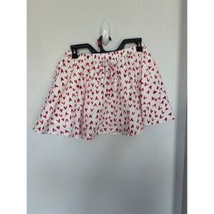 Popvibe Womens White Red Heart Print Cotton Blend Mini Skirt Size M PS40019